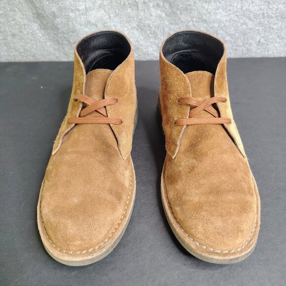 Leonardo Shoes Desert Boots Size 40 Beige Suede Leather Hand Made Italian Brown - Picture 5 of 10
